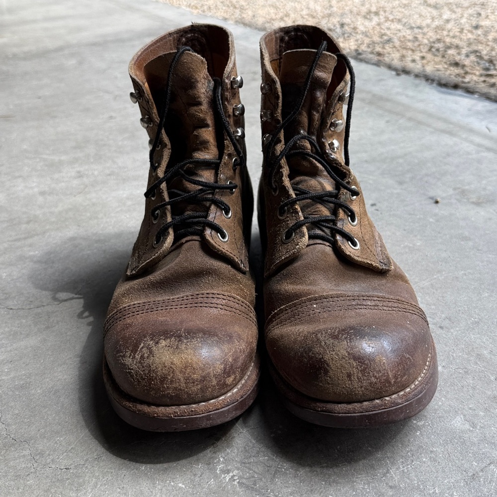 Men's RED WING Brown Leather Lace-Up Work Boots 9